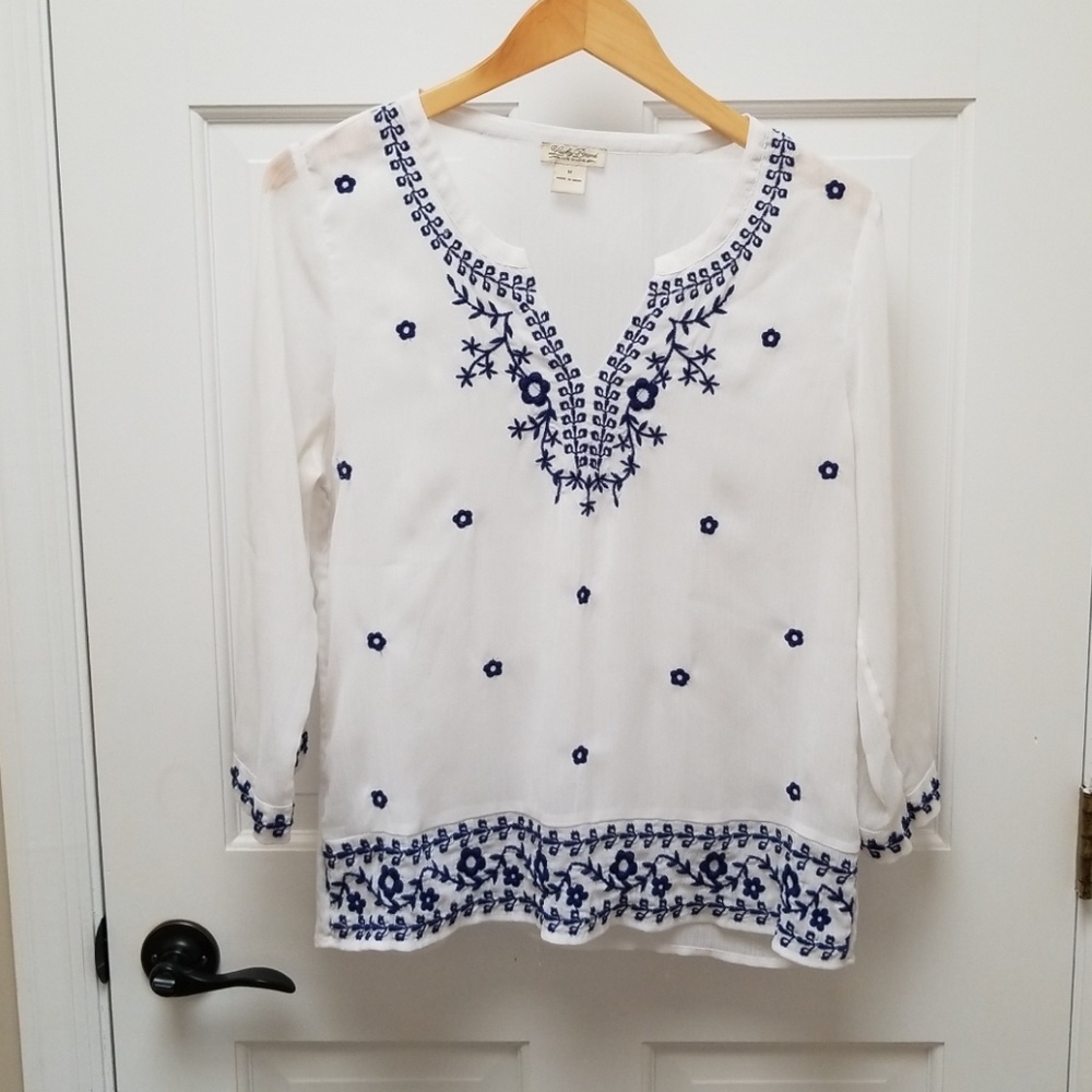 Lucky Brand Sheer, 3/4 sleeved blouse